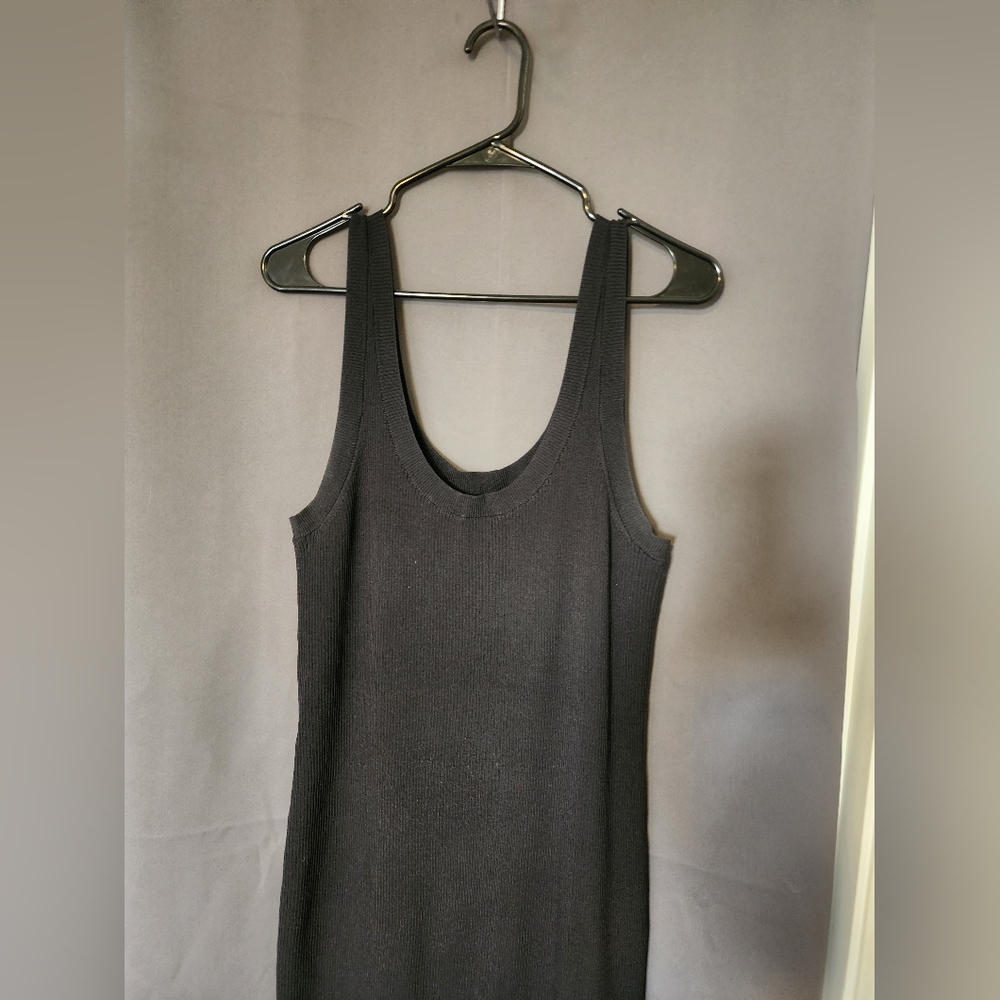 The Drop Dress, Women's Large Black The Drop Ribbed Midi Tank Dress - Picture 2 of 7